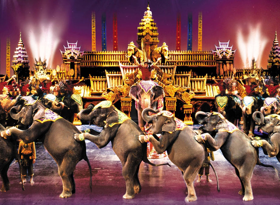 Elephants performing at Phuket FantaSea