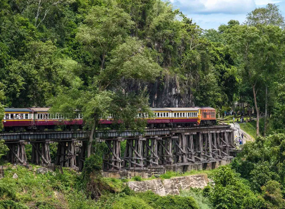 Train ride along the Death Railway - Kanchanburi Thailand