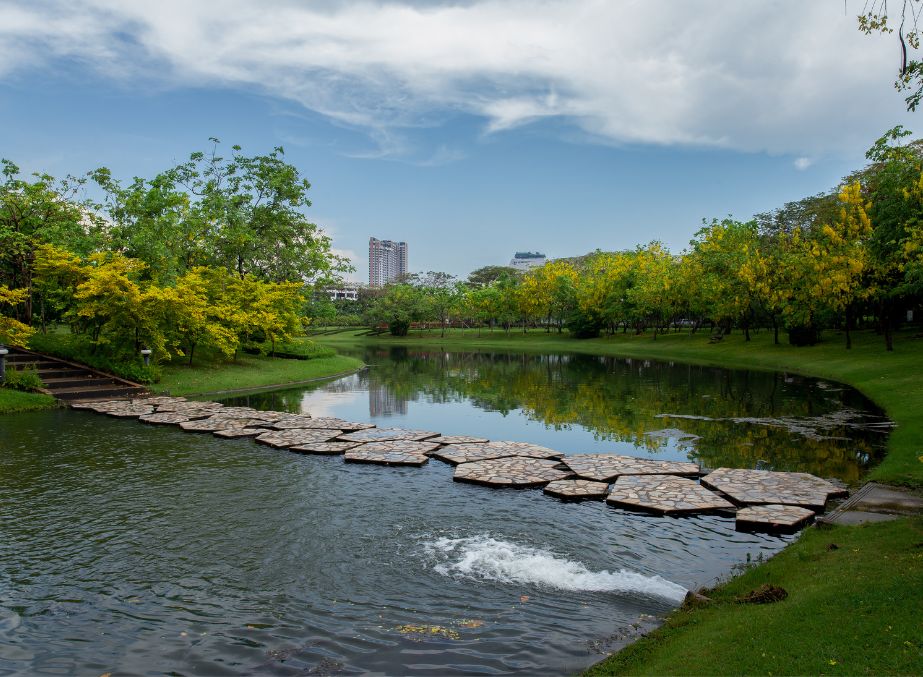 The tranquil atmosphere of Lumpini Park makes it a favourite spots for couples